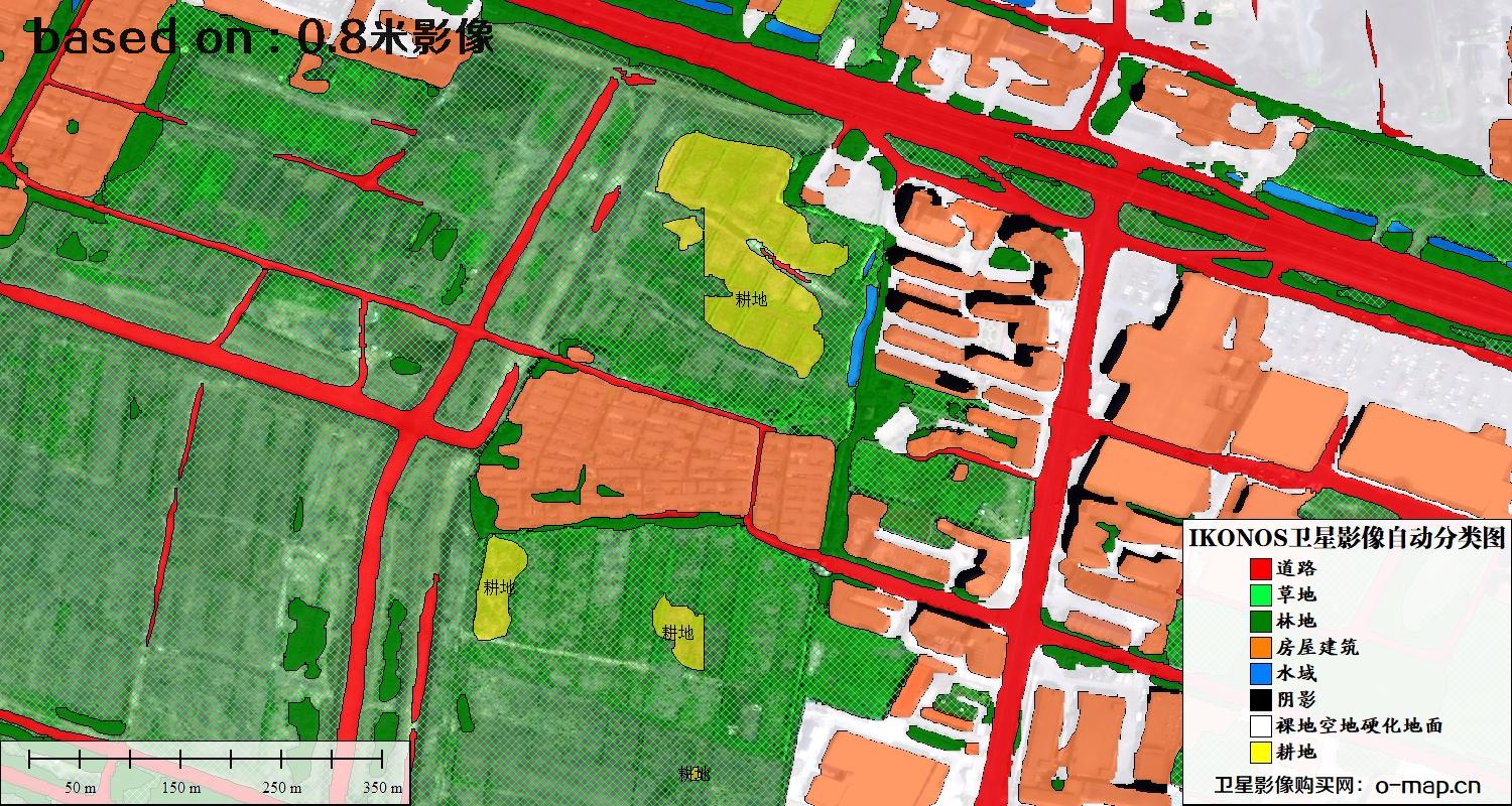 天津市0.8米IKONOS卫星影像自动分类图