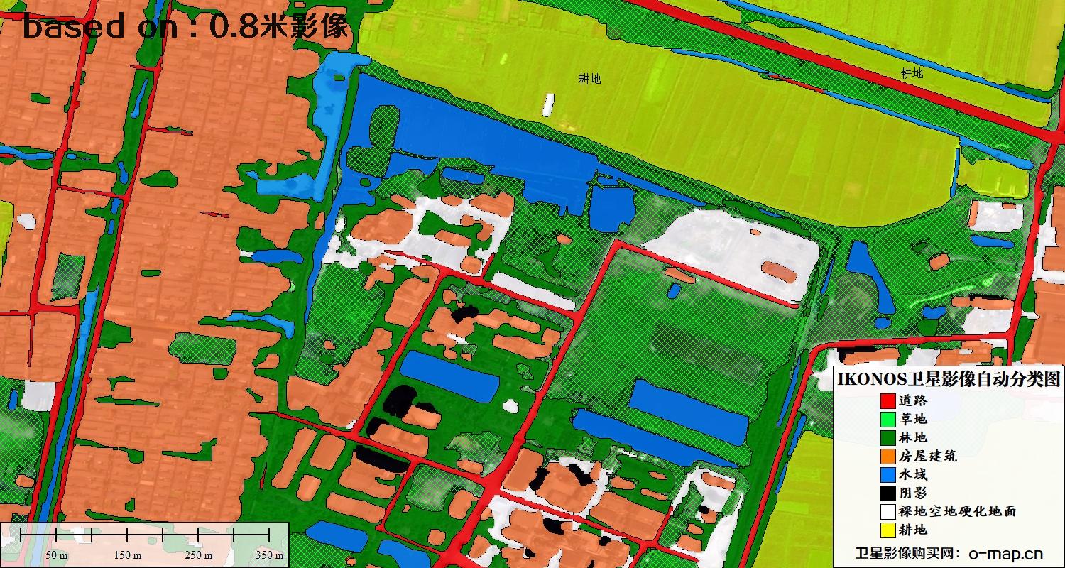 天津市0.8米IKONOS卫星影像自动分类图
