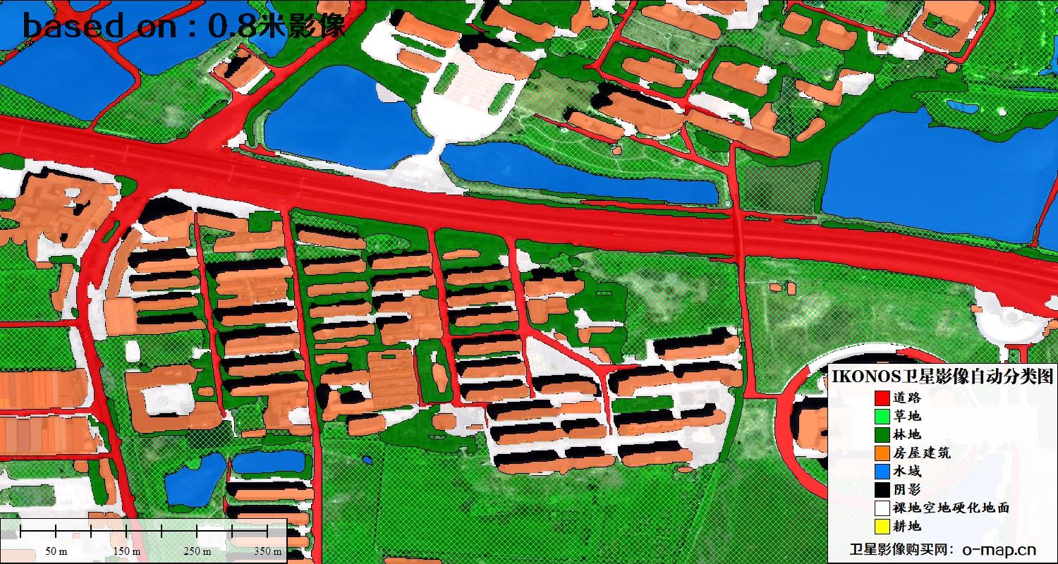 天津市0.8米IKONOS卫星影像自动分类图