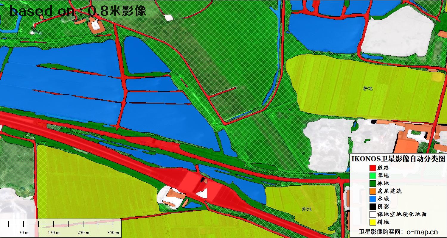 天津市0.8米IKONOS卫星影像自动分类图