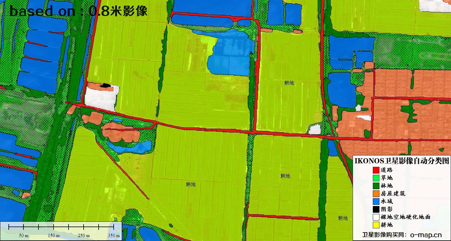 天津市0.8米IKONOS卫星影像自动分类图