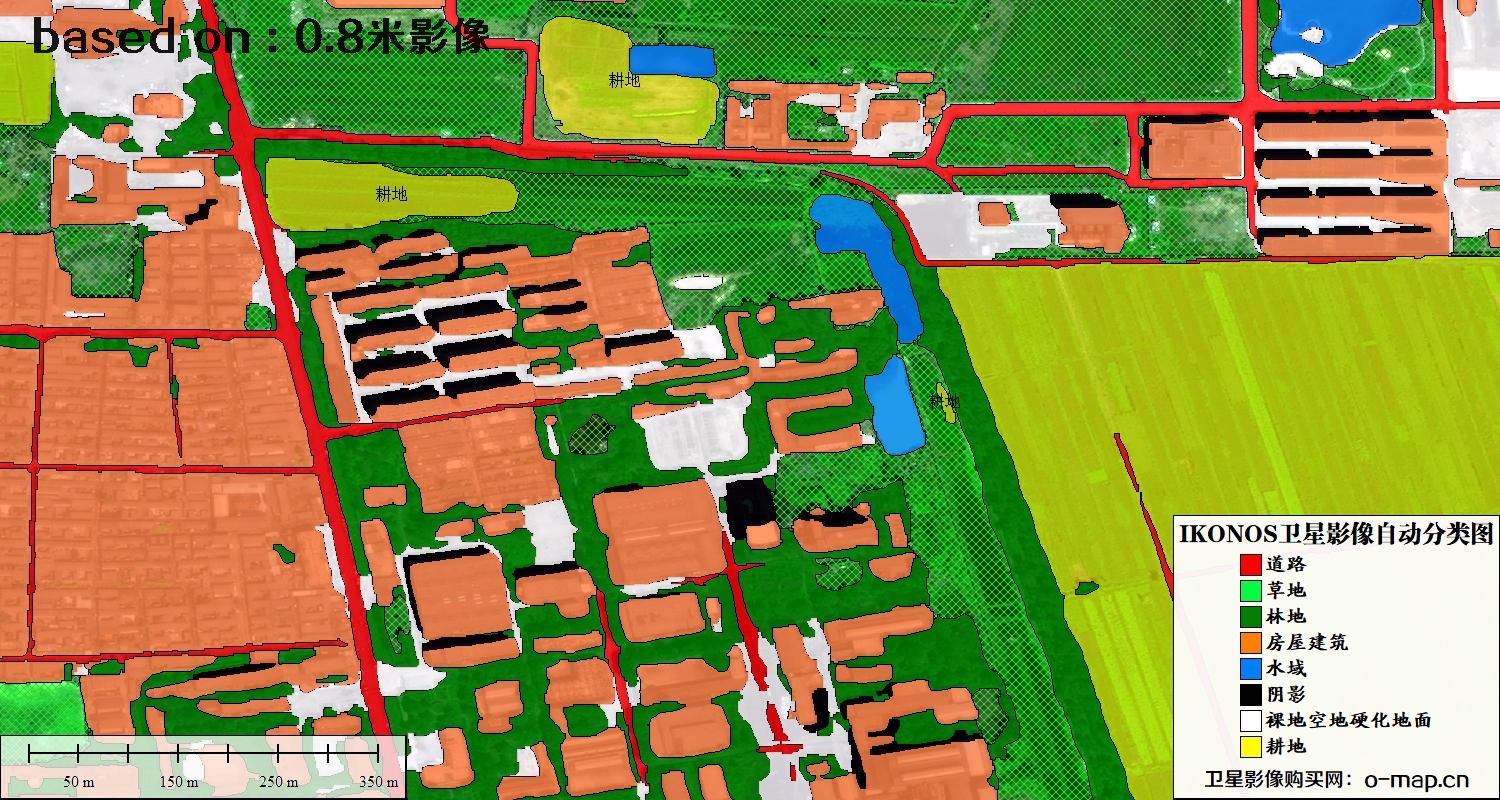 天津市0.8米IKONOS卫星影像自动分类图