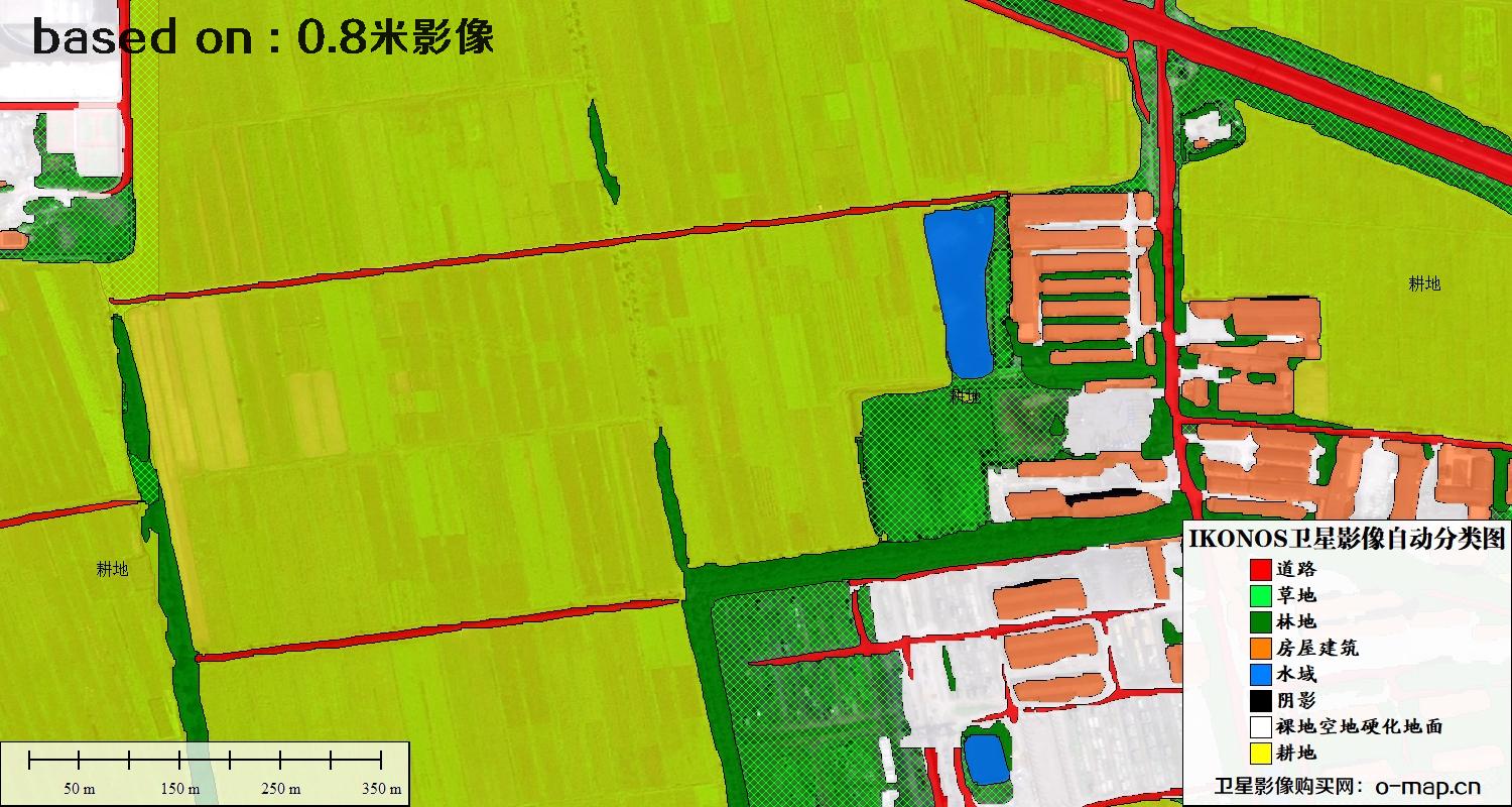 天津市0.8米IKONOS卫星影像自动分类图