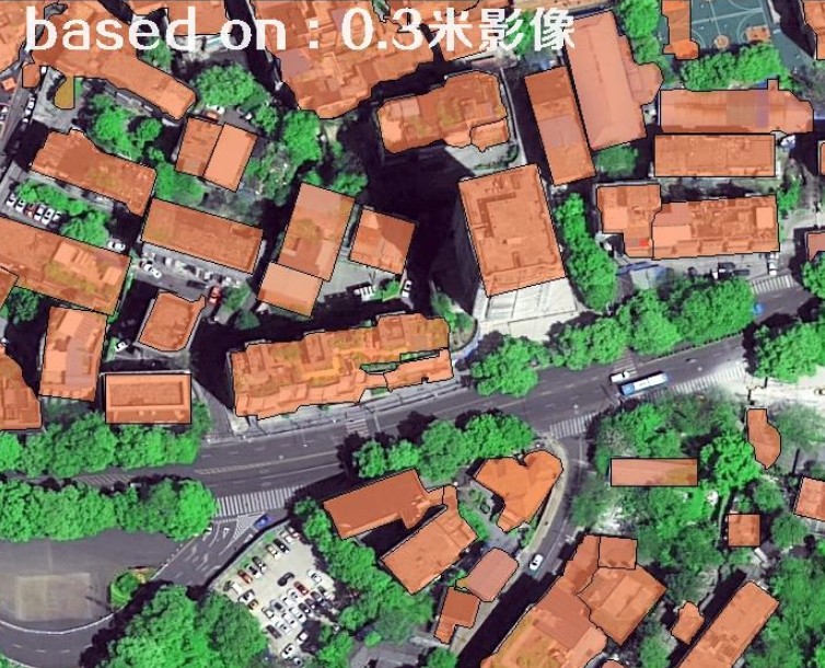 recognized buildings  based on 0.3m image by AI