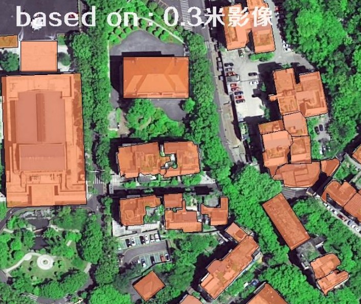 recognized buildings  based on 0.3m image by AI