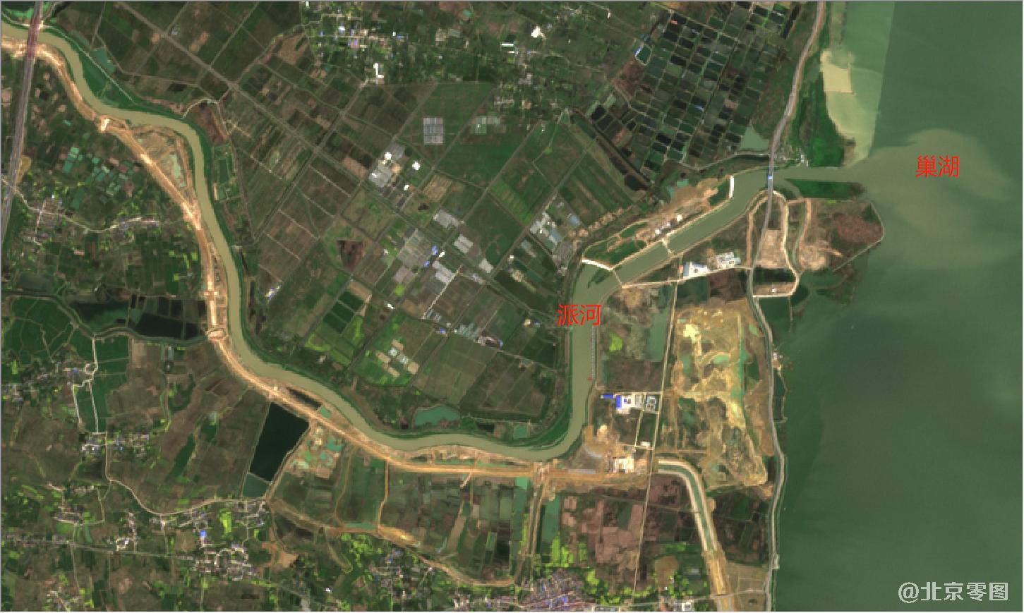 安徽省2021年最新卫星图-派河流入巢湖
