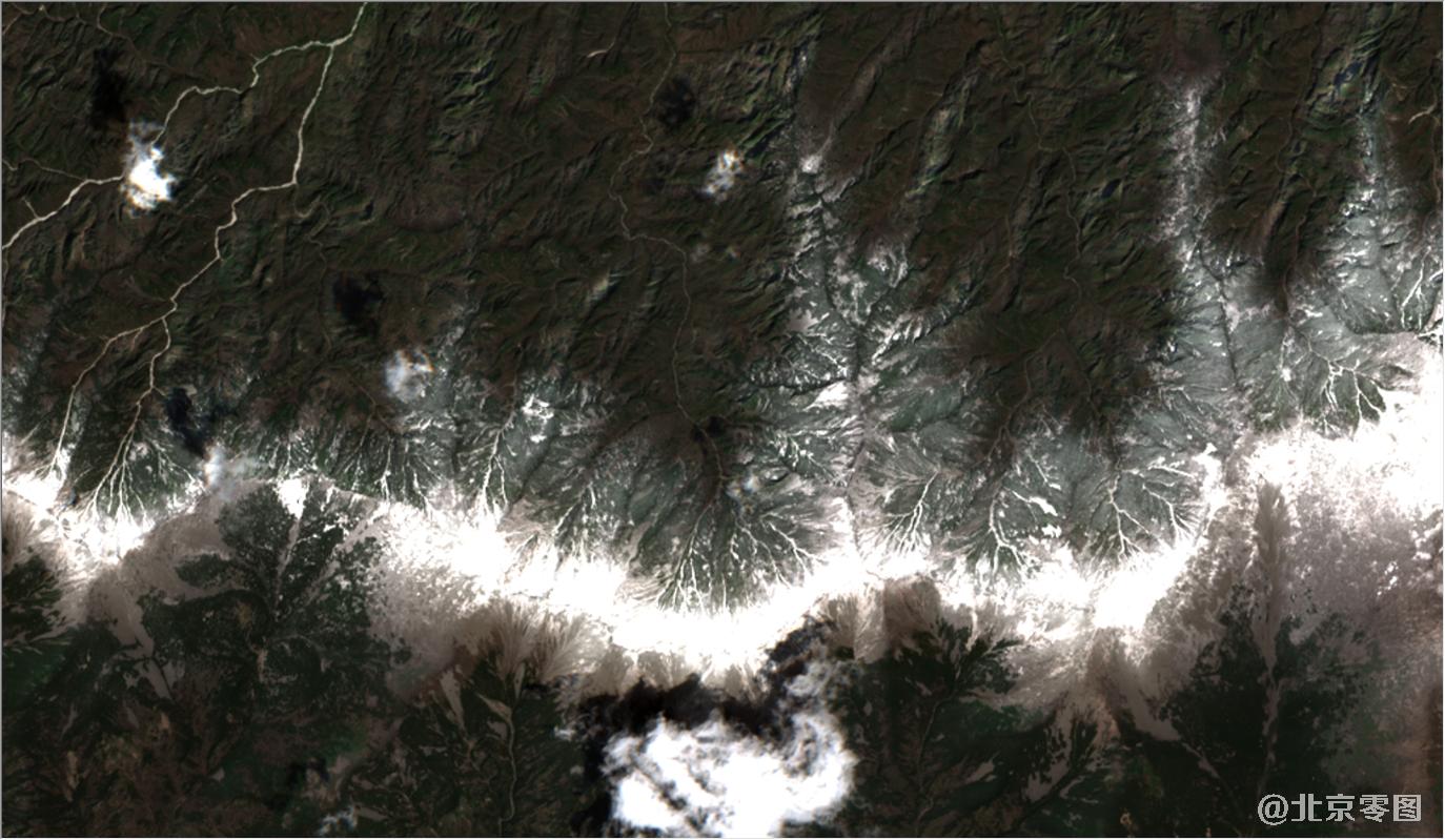 秦岭鳌山与太白山山脉2021年最新卫星图
