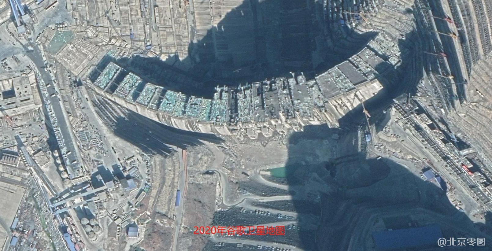 白鹤滩水电站大坝2020年谷歌卫星图