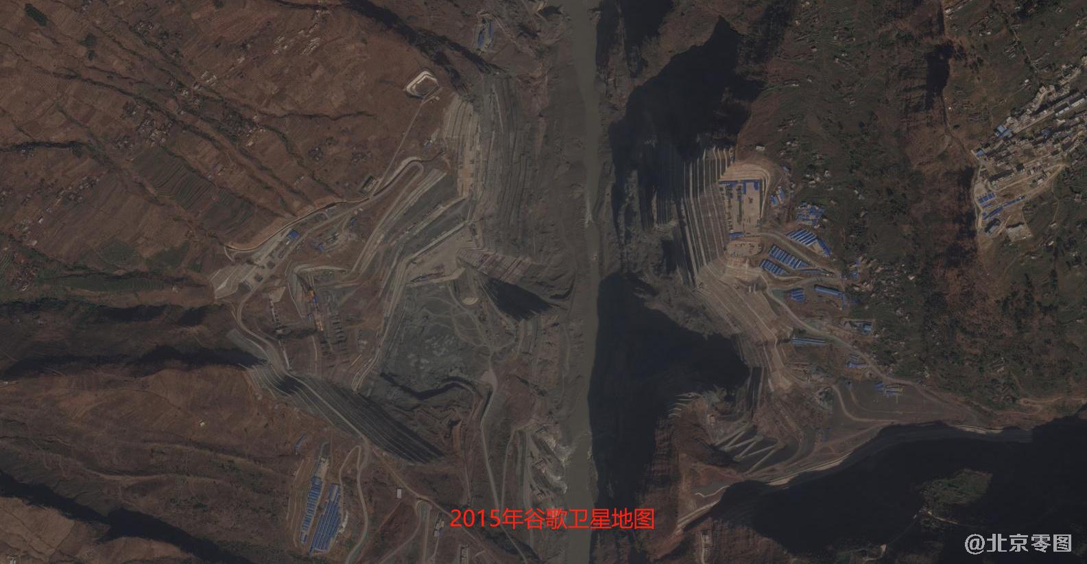 白鹤滩水电站大坝2015年谷歌卫星图