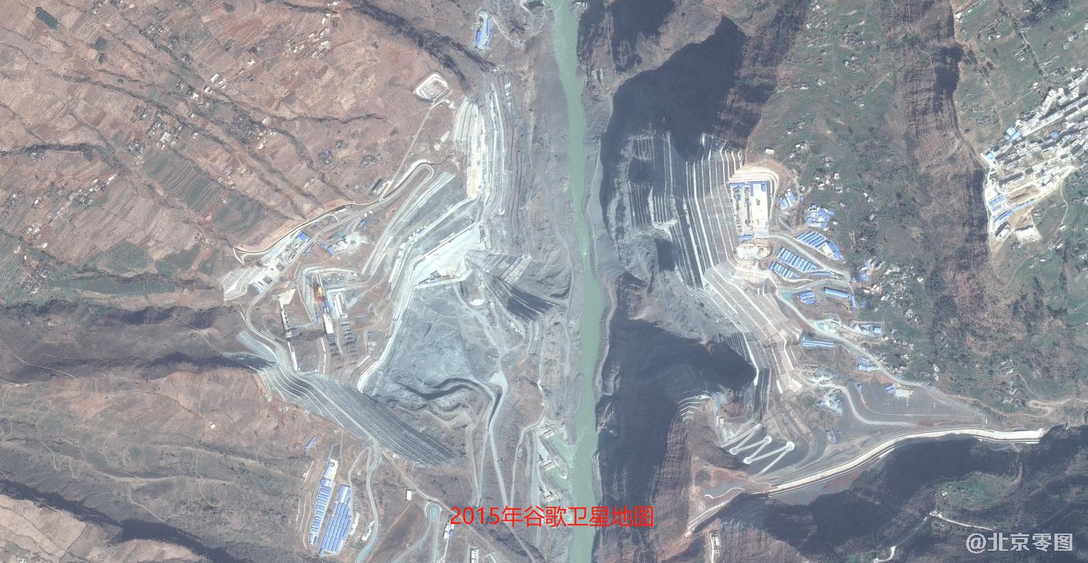 白鹤滩水电站大坝2015年谷歌卫星图