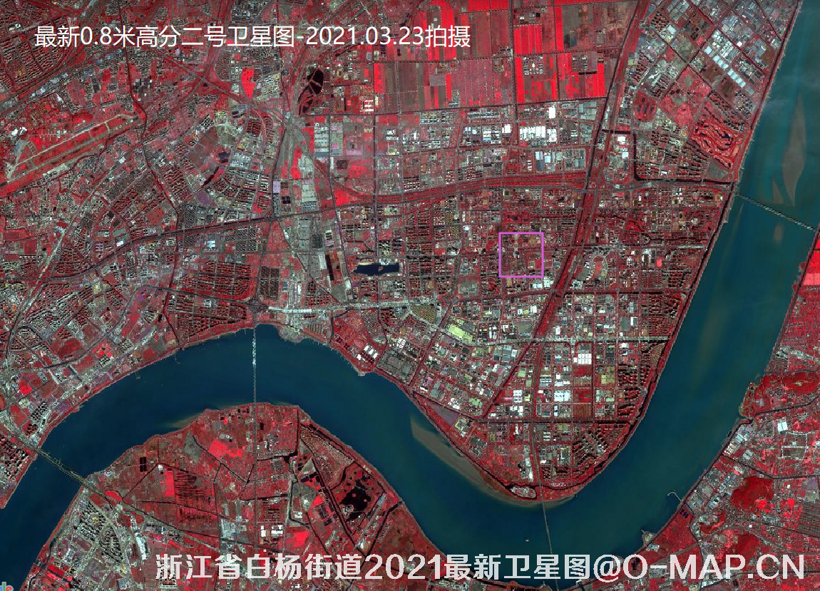 浙江省杭州市江干区白杨街道2021年0.8米高分二号卫星图