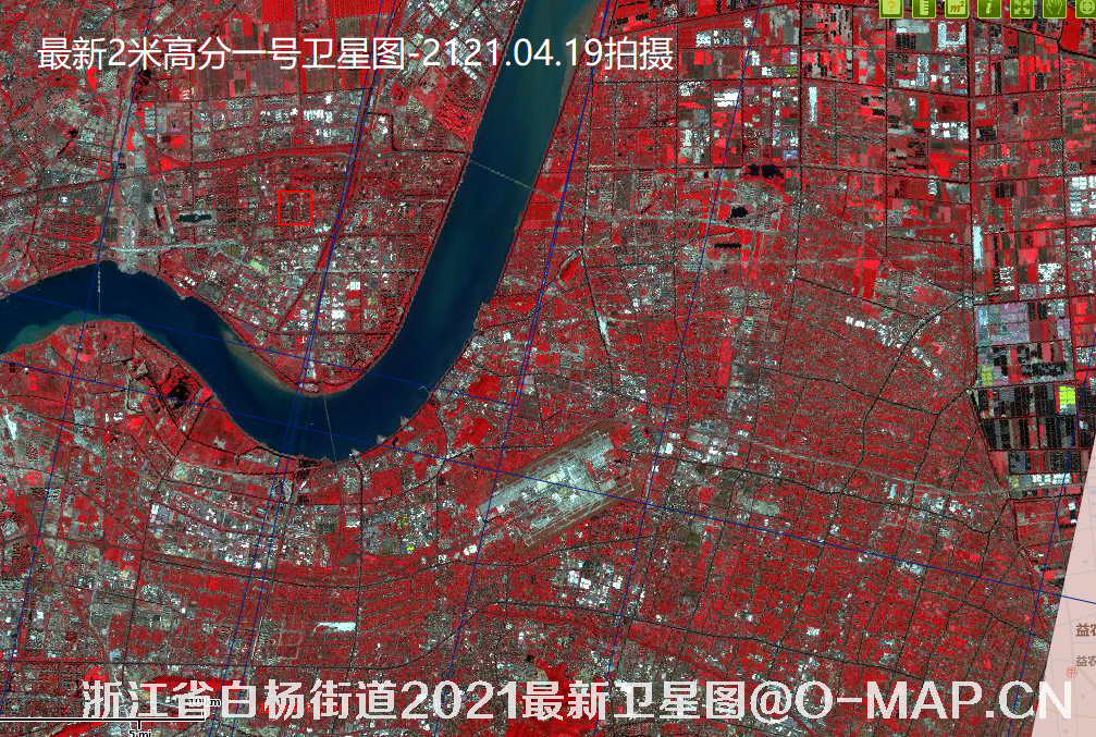 浙江省杭州市江干区白杨街道2021年2米高分一号卫星图