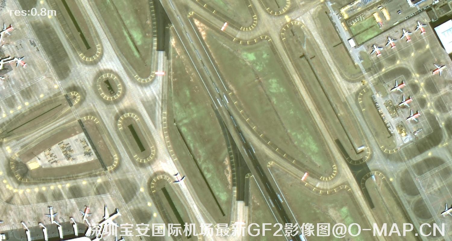 广东省深圳宝安国际机场周边最新高分二号卫星影像图