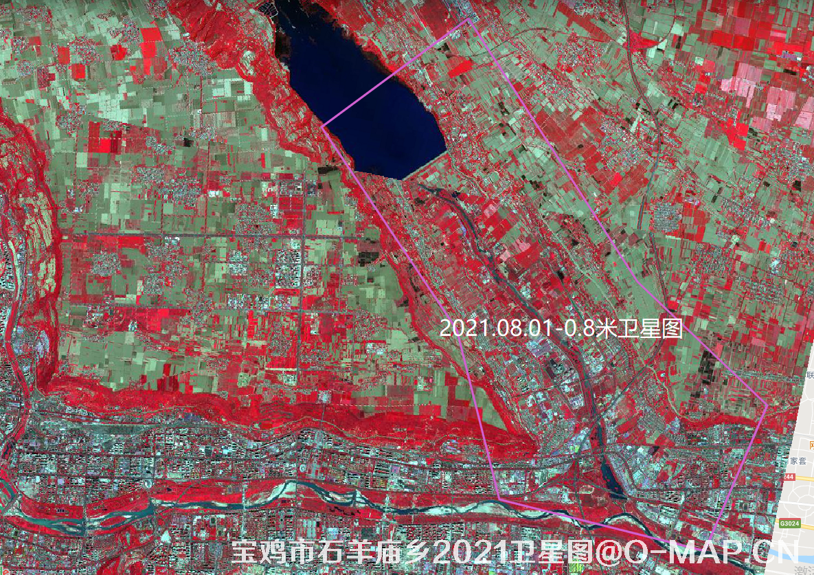 高分二号卫星拍摄的陕西省宝鸡市石羊庙乡2021年8月份0.8米卫星图
