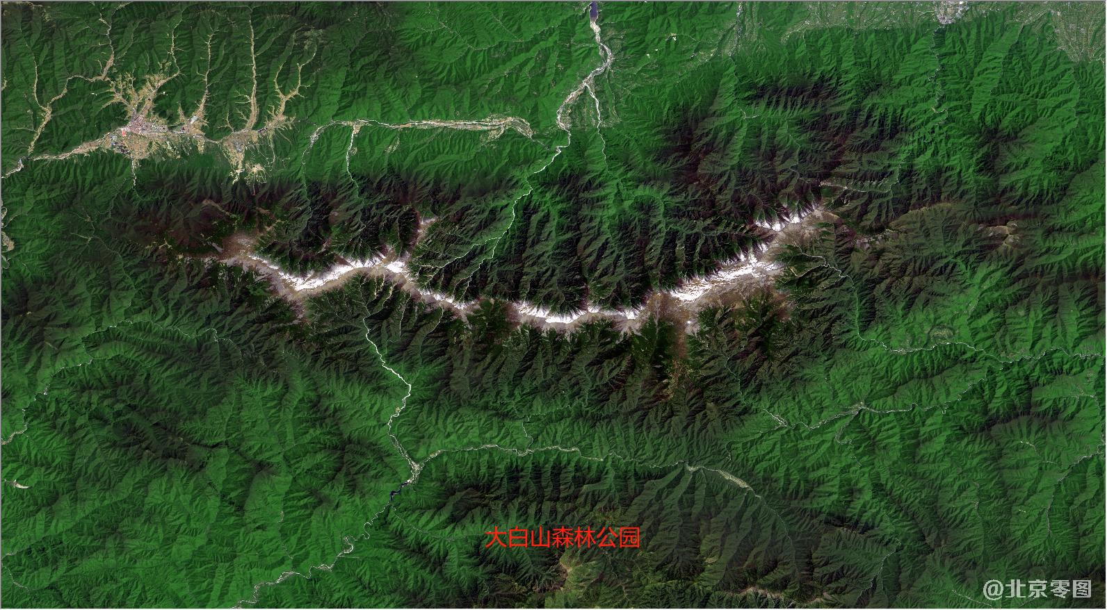 宝鸡市卫星影像图 - 大白山森林公园