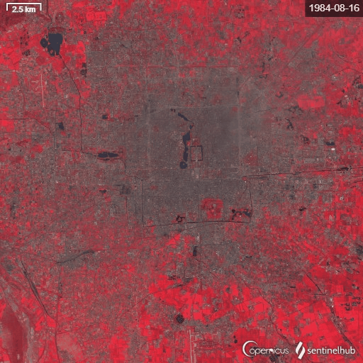 北京市1984年到2013年城市植被变化卫星图