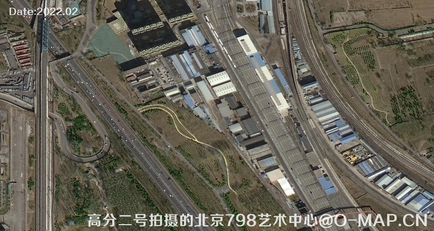 高分二号2022年拍摄的北京798艺术中心卫星图片