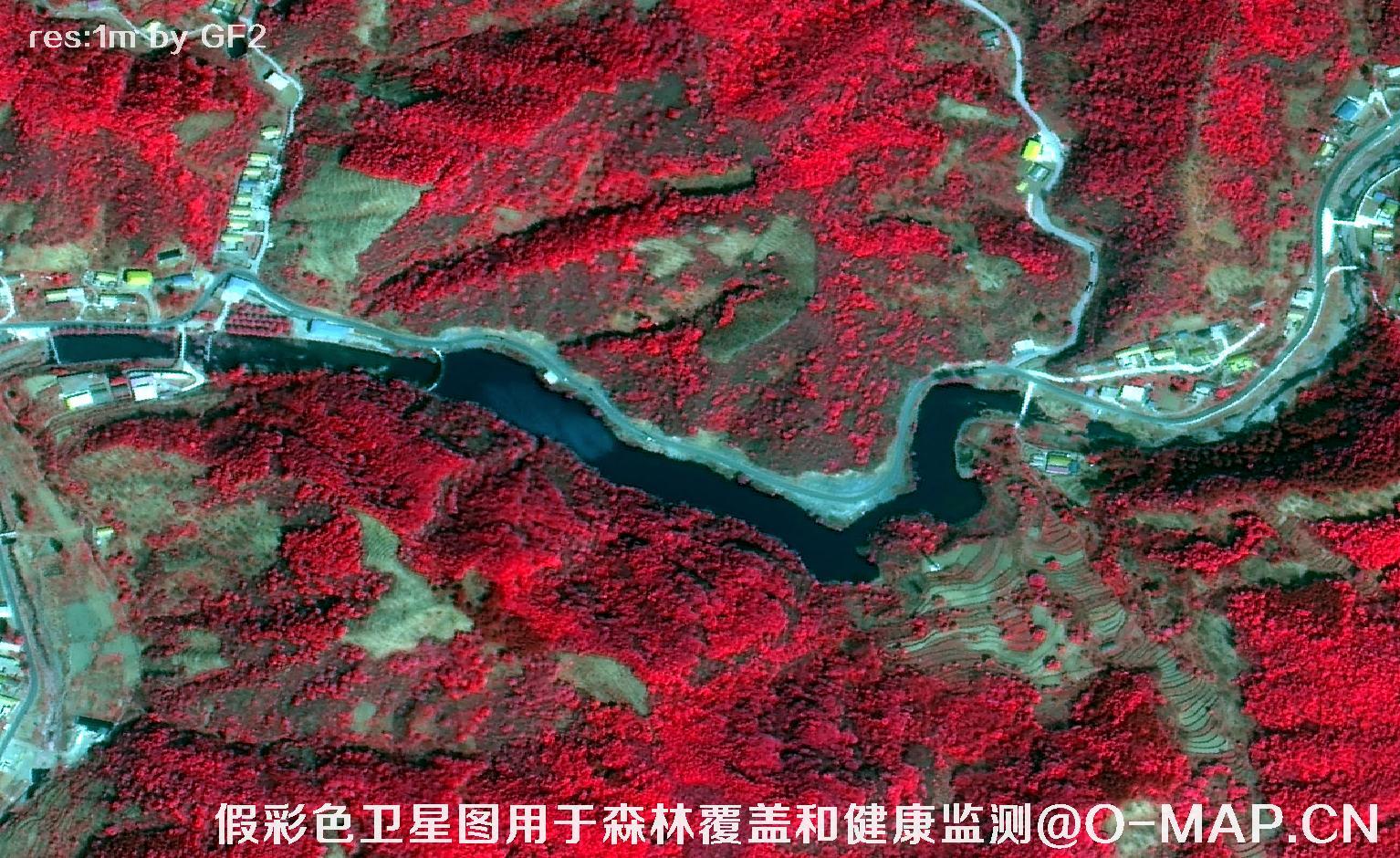 高分二号卫星假彩色影像图用于平谷林区覆盖和健康监测