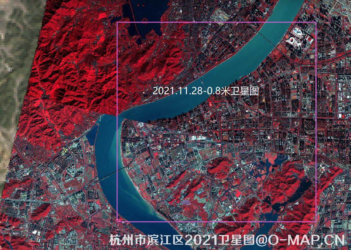 高分二号卫星拍摄的浙江省杭州市滨江区2021年11月份0.8米卫星图