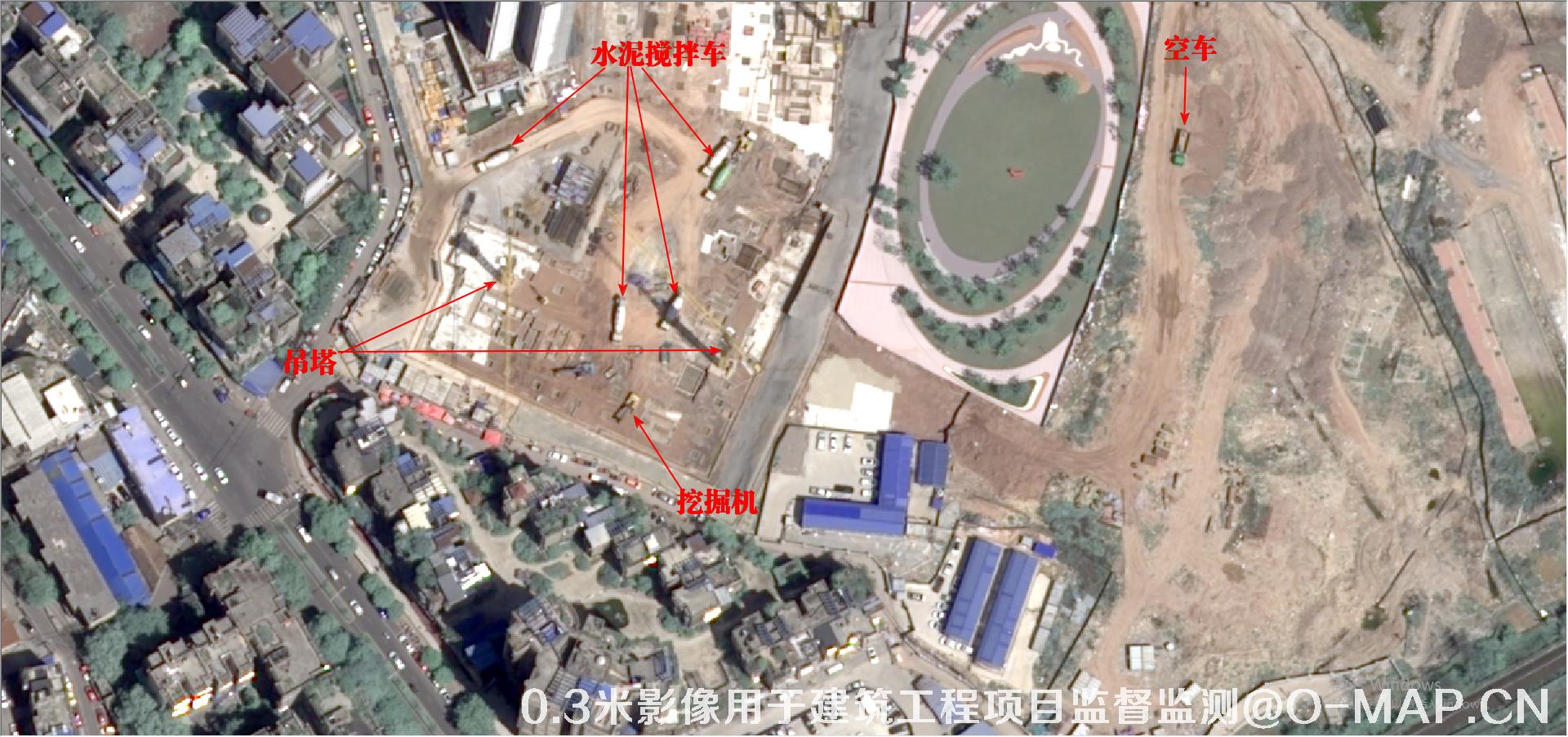 0.3米卫星拍摄的建筑工程项目现场影像图