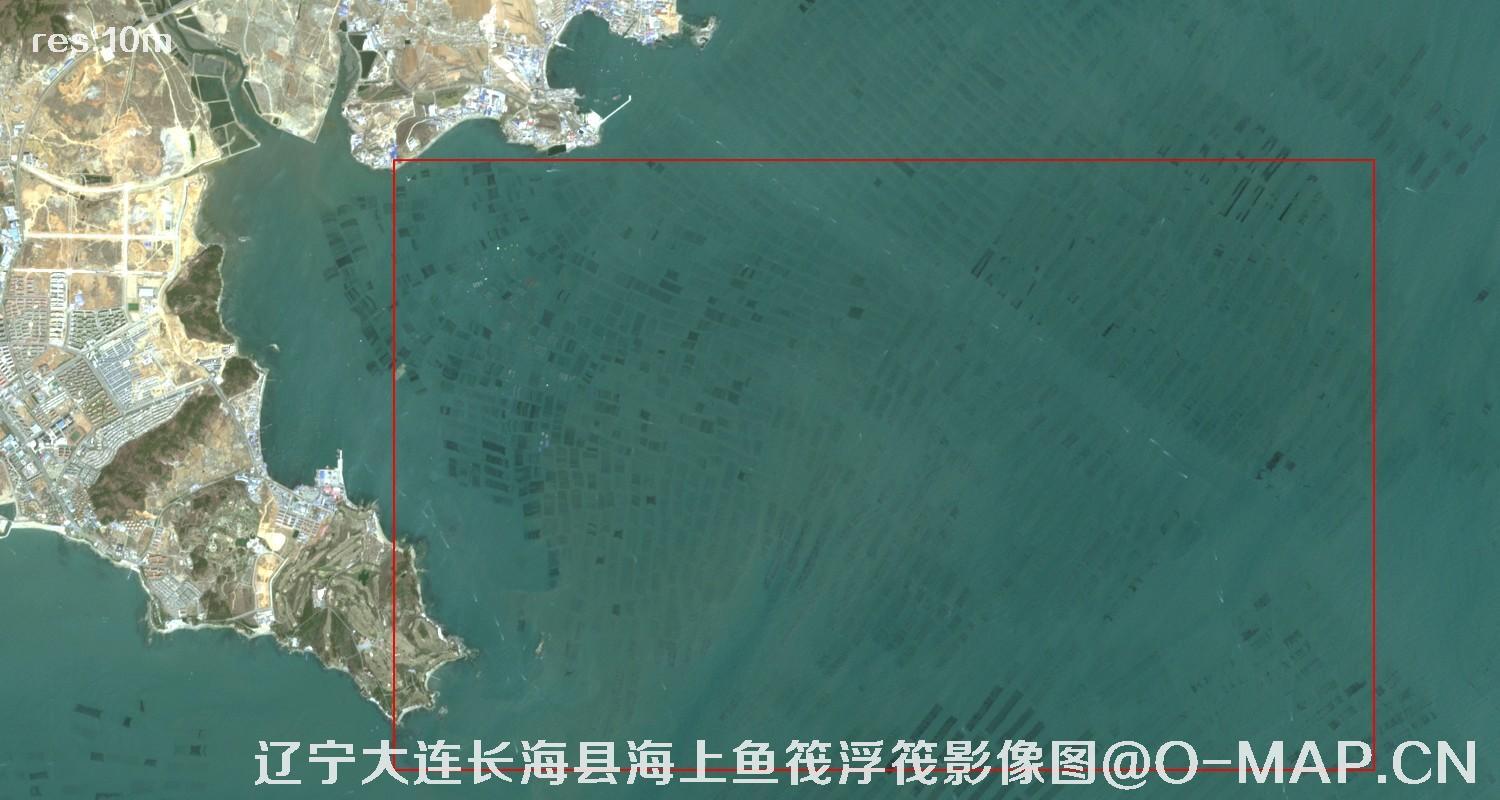 辽宁大连长海县海上鱼筏浮筏2022年4月份影像图