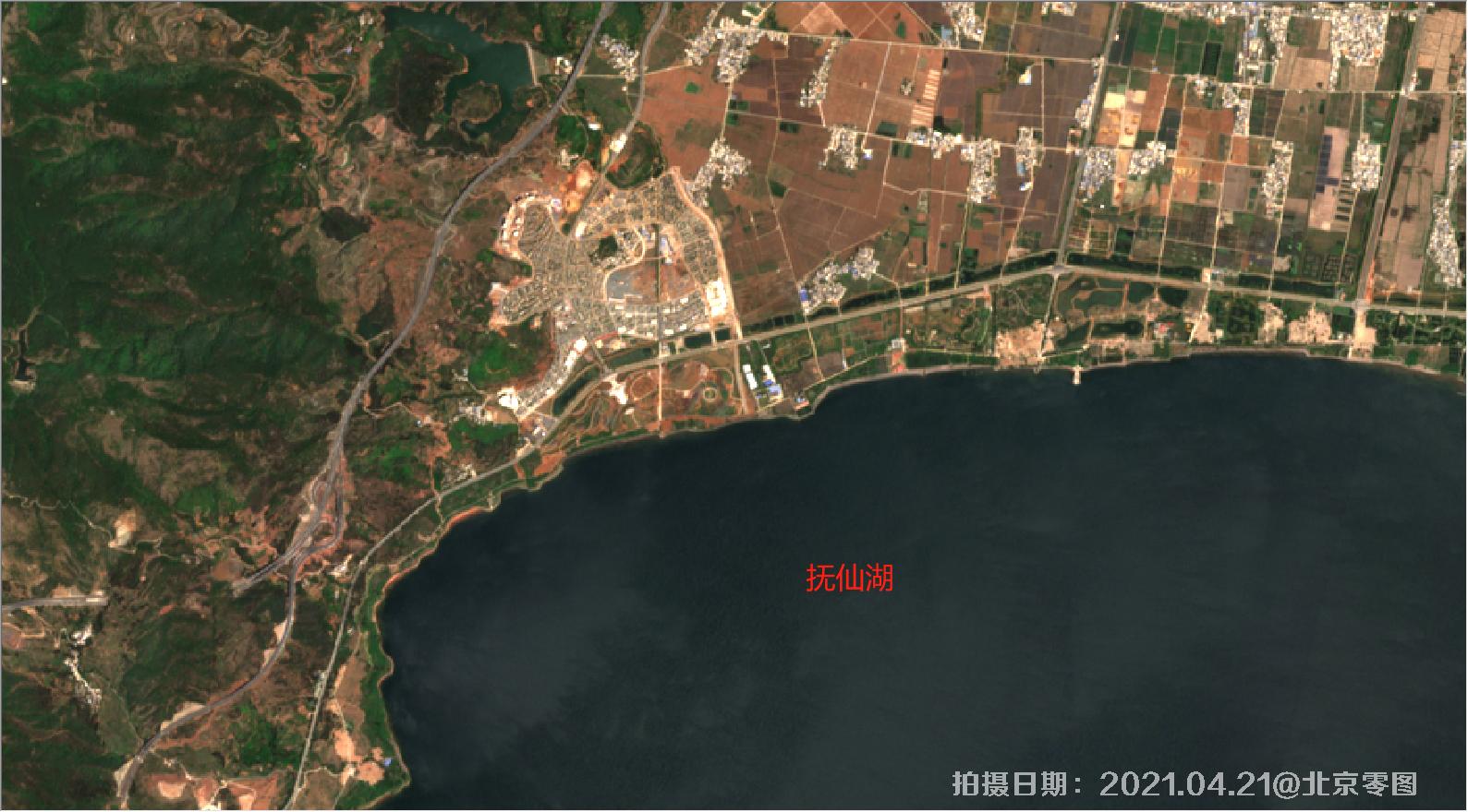 玉溪市抚仙湖环湖开发2021年卫星图