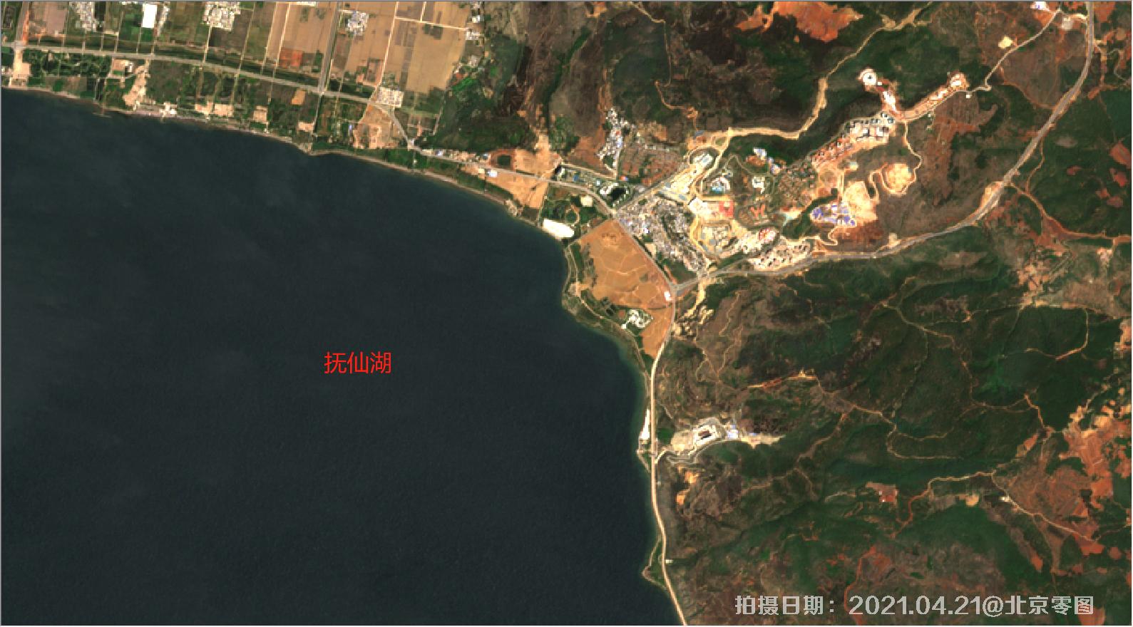 玉溪市抚仙湖环湖开发2021年卫星图