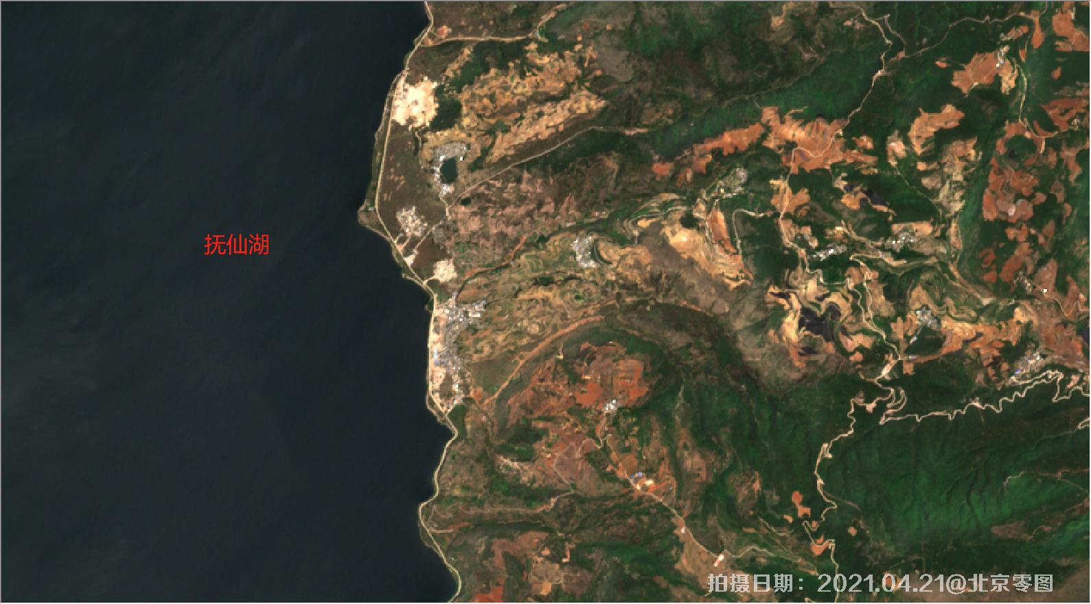 玉溪市抚仙湖环湖开发2021年卫星图