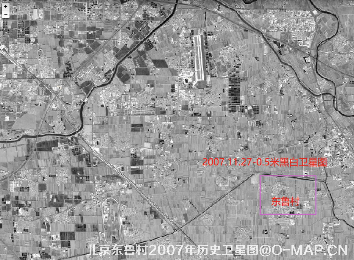 美国WorldView1卫星2001年11月份拍摄的北京市通州区东鲁村卫星图