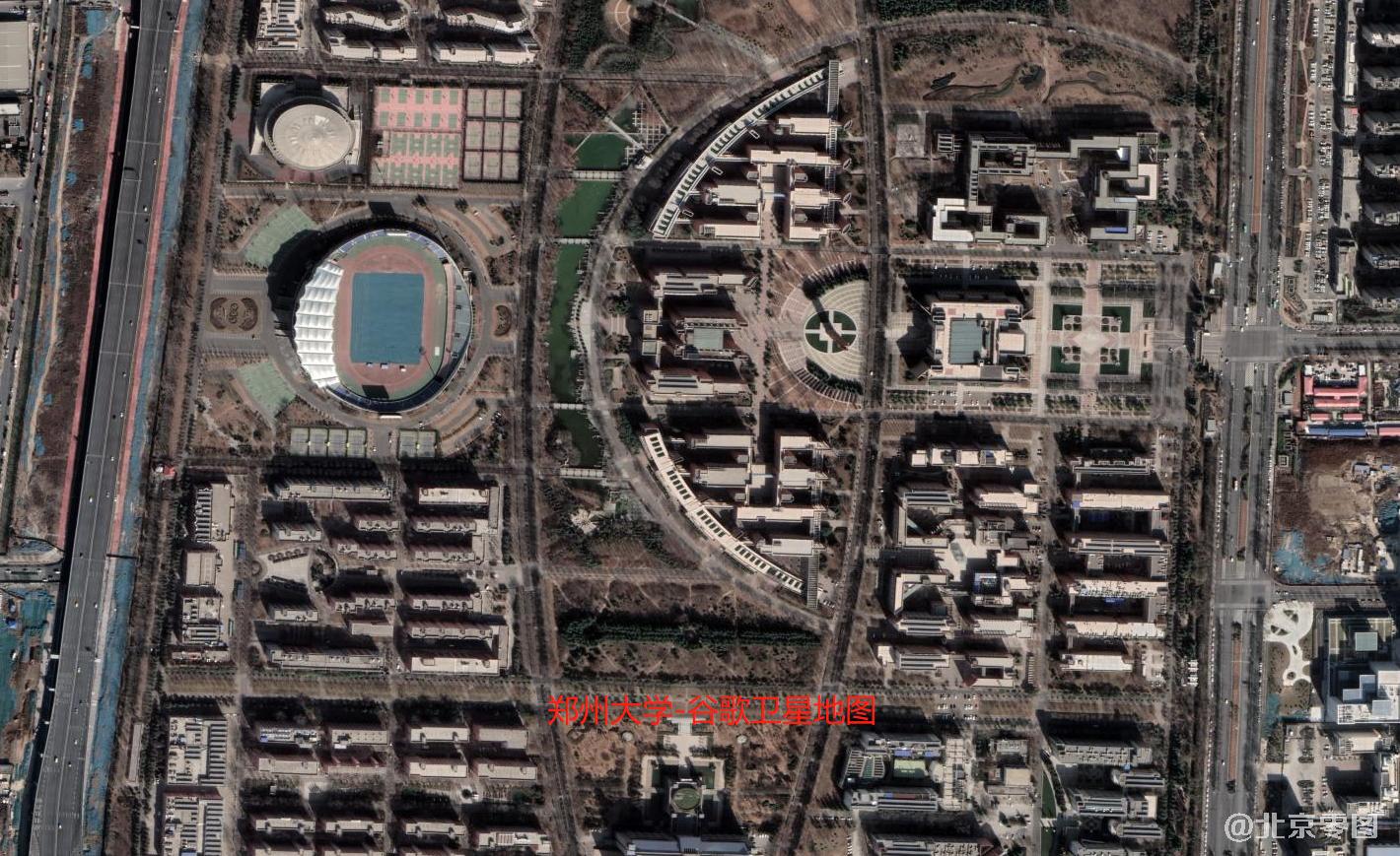 谷歌卫星地图上的郑州大学卫星图