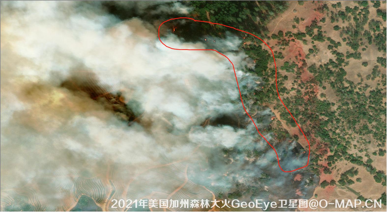 2021年美国加州森林大火GeoEye卫星图