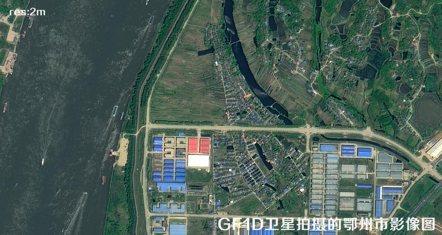 GF1D卫星拍摄的鄂州市2米分辨率卫星图