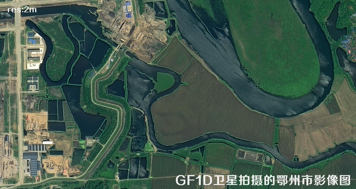 GF1D卫星拍摄的鄂州市2米分辨率卫星图
