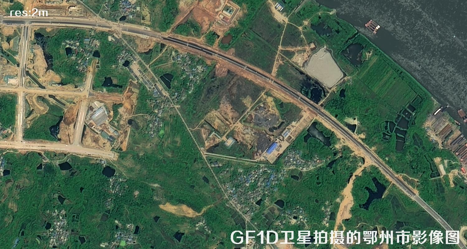 GF1D卫星拍摄的鄂州市2米分辨率卫星图