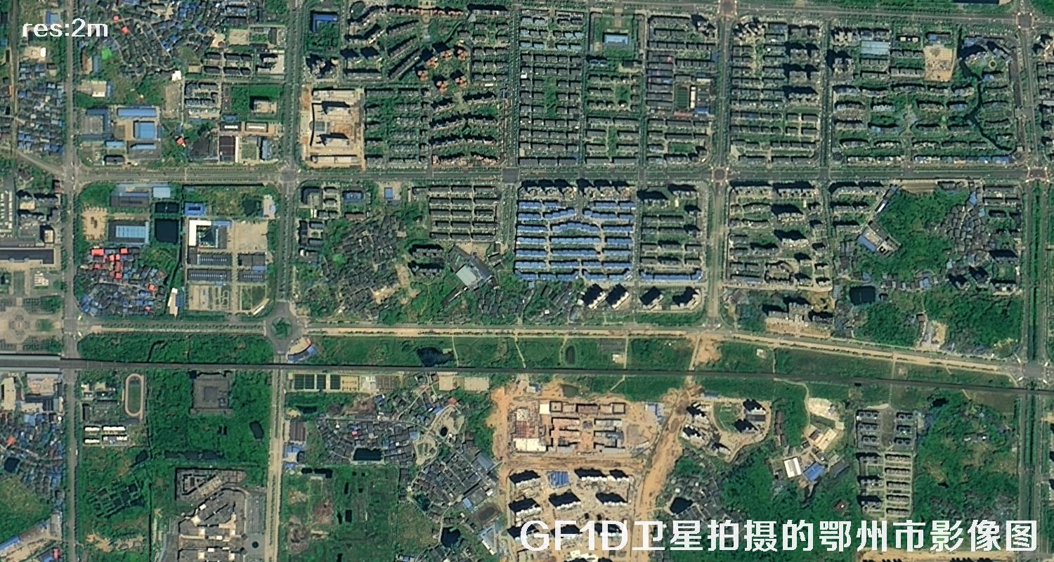 GF1D卫星拍摄的鄂州市2米分辨率卫星图