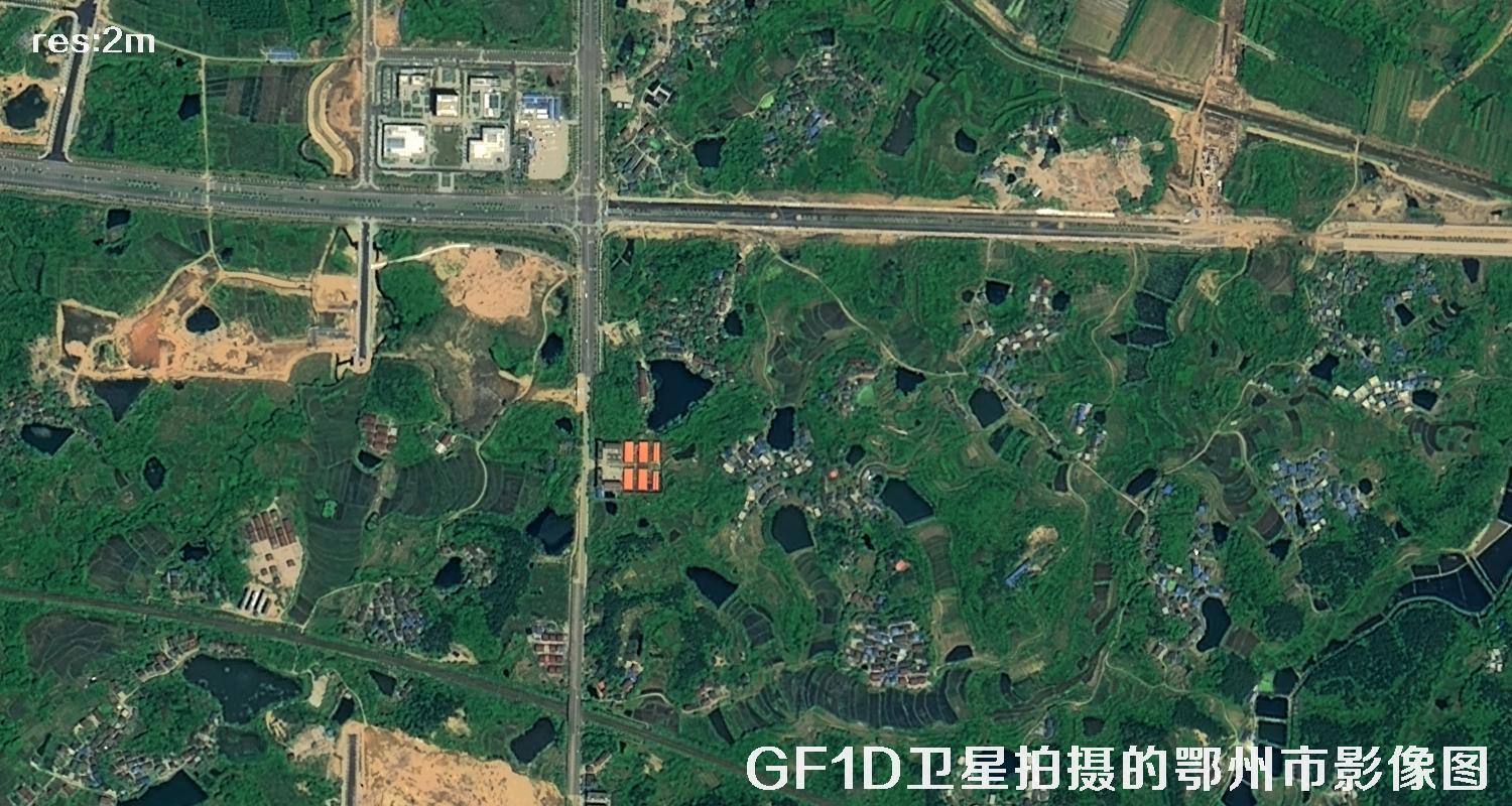 GF1D卫星拍摄的鄂州市2米分辨率卫星图
