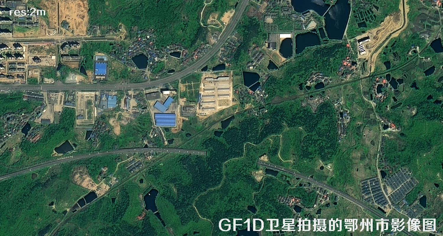 GF1D卫星拍摄的鄂州市2米分辨率卫星图