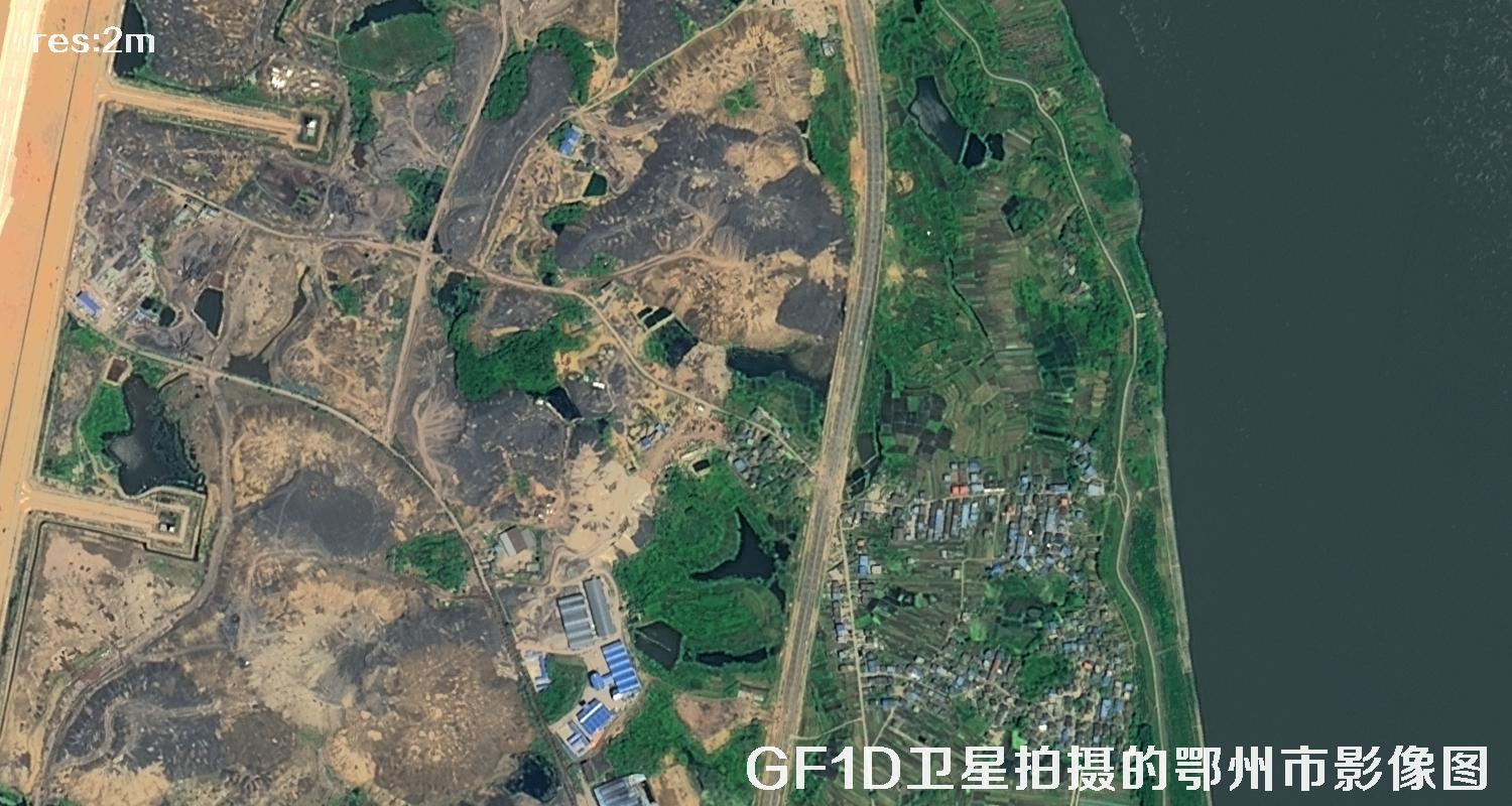 GF1D卫星拍摄的鄂州市2米分辨率卫星图