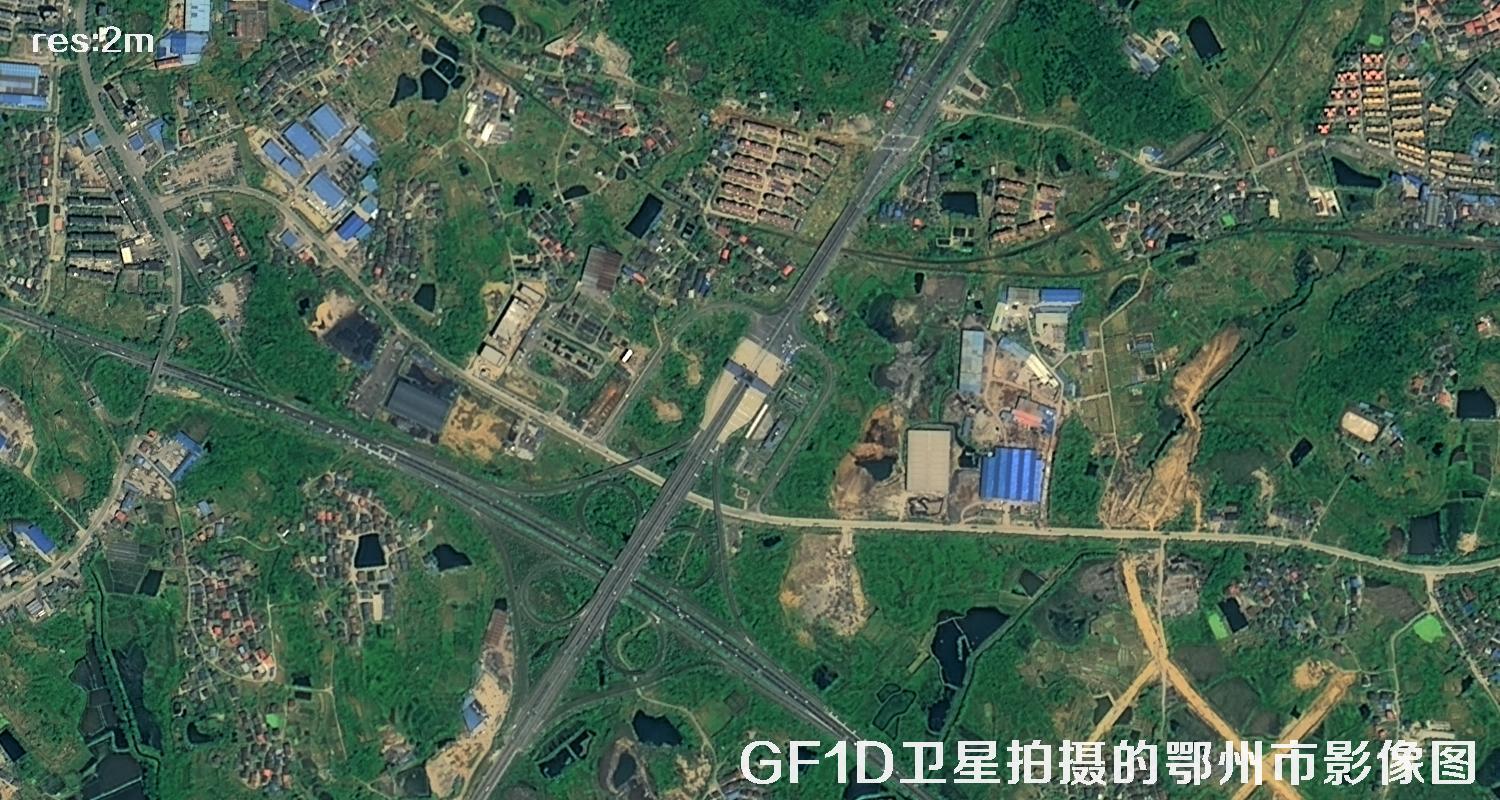 GF1D卫星拍摄的鄂州市2米分辨率卫星图