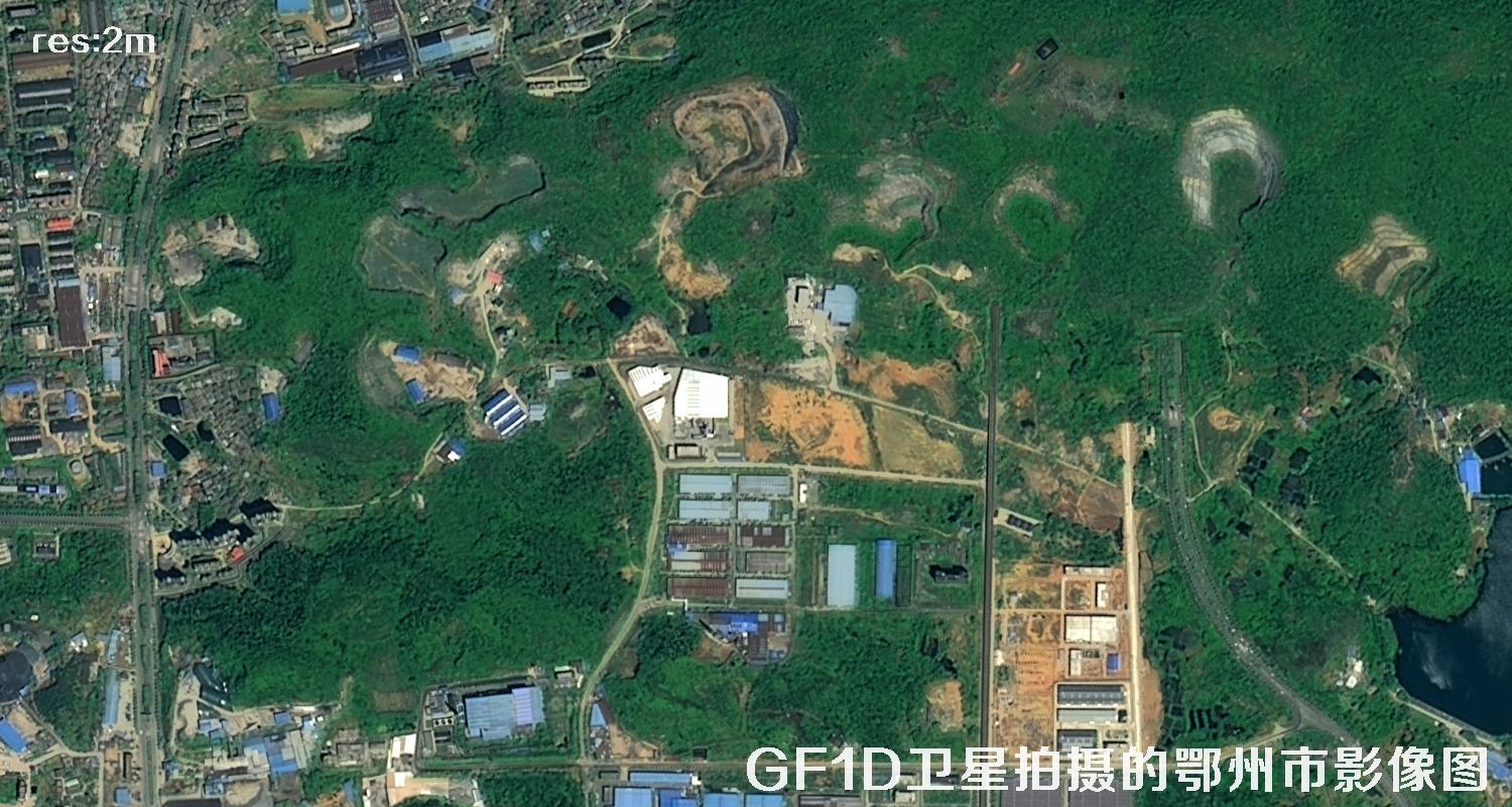 GF1D卫星拍摄的鄂州市2米分辨率卫星图