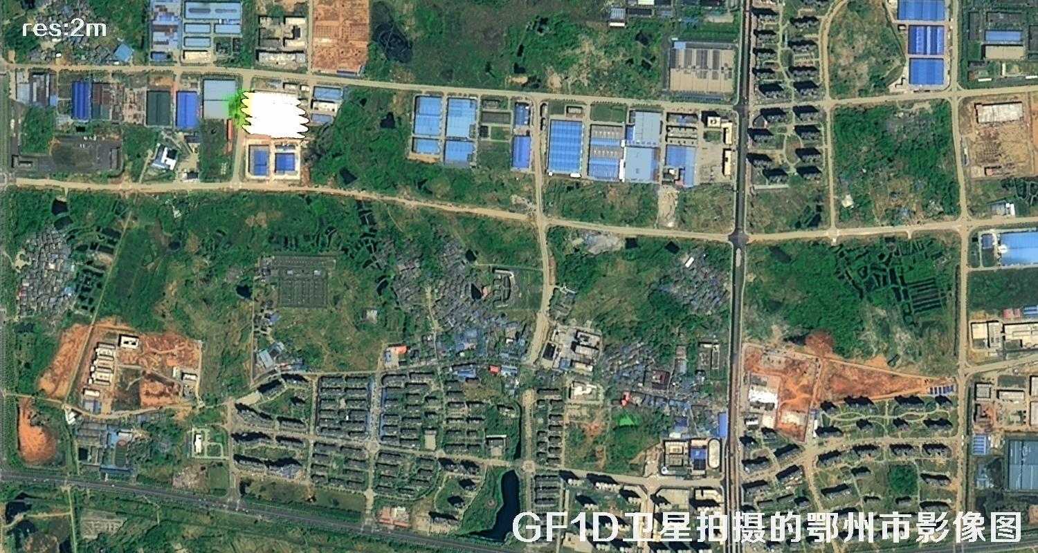 GF1D卫星拍摄的鄂州市2米分辨率卫星图