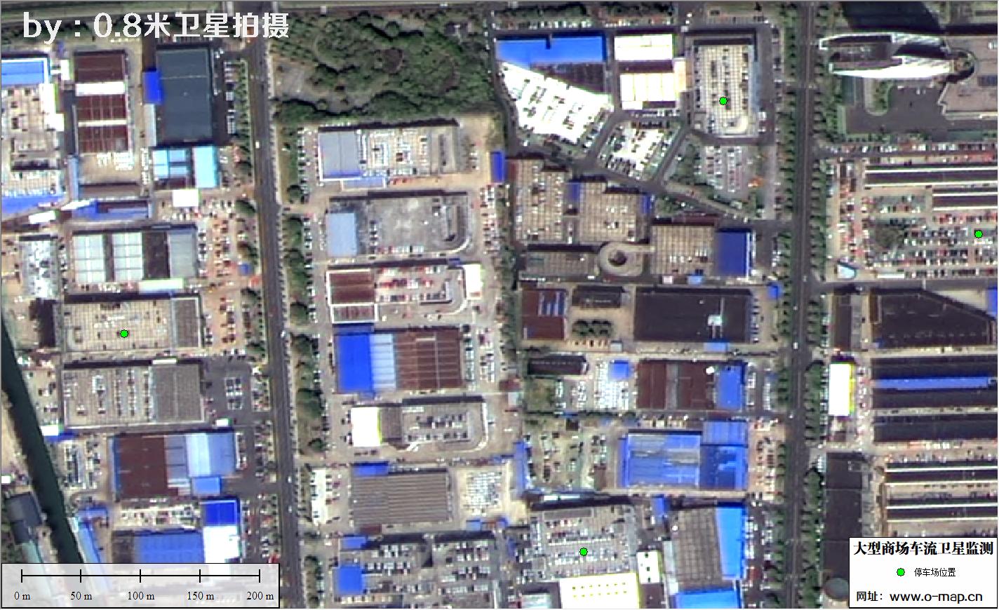 高分二号卫星拍摄的停车场及车辆