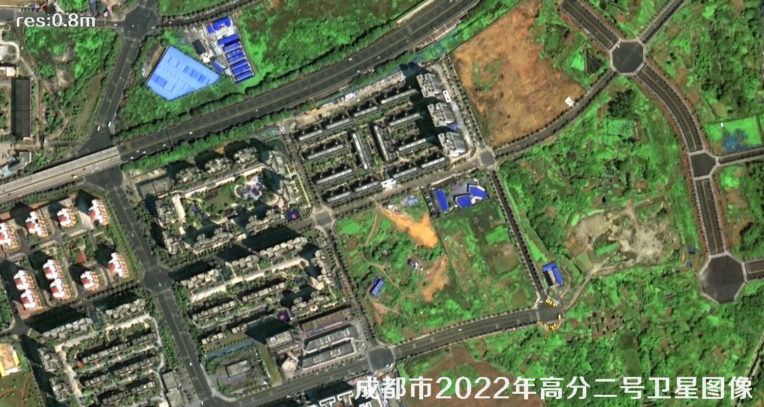 高分二号卫星2022年拍摄的四川成都市城区高清卫星图片