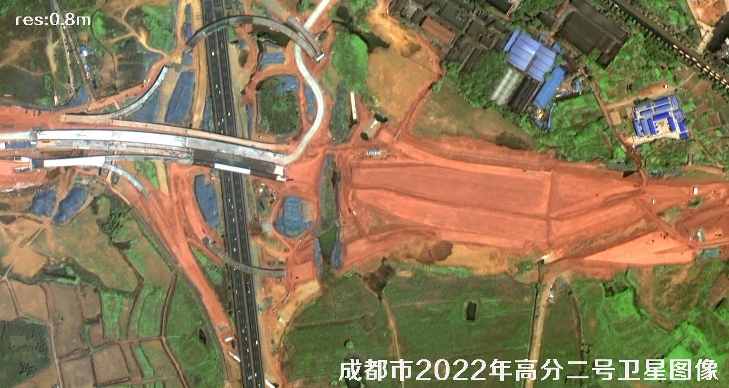 高分二号卫星2022年拍摄的四川成都市城区高清卫星图片