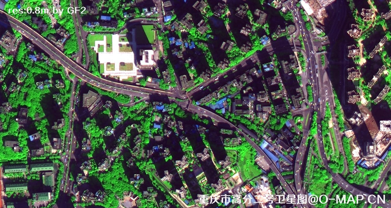高分二号2021年拍摄的重庆市渝中区卫星图