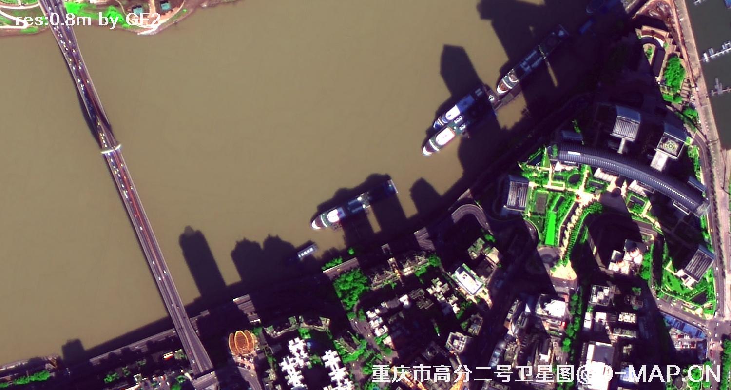 高分二号2021年拍摄的重庆市渝中区卫星图
