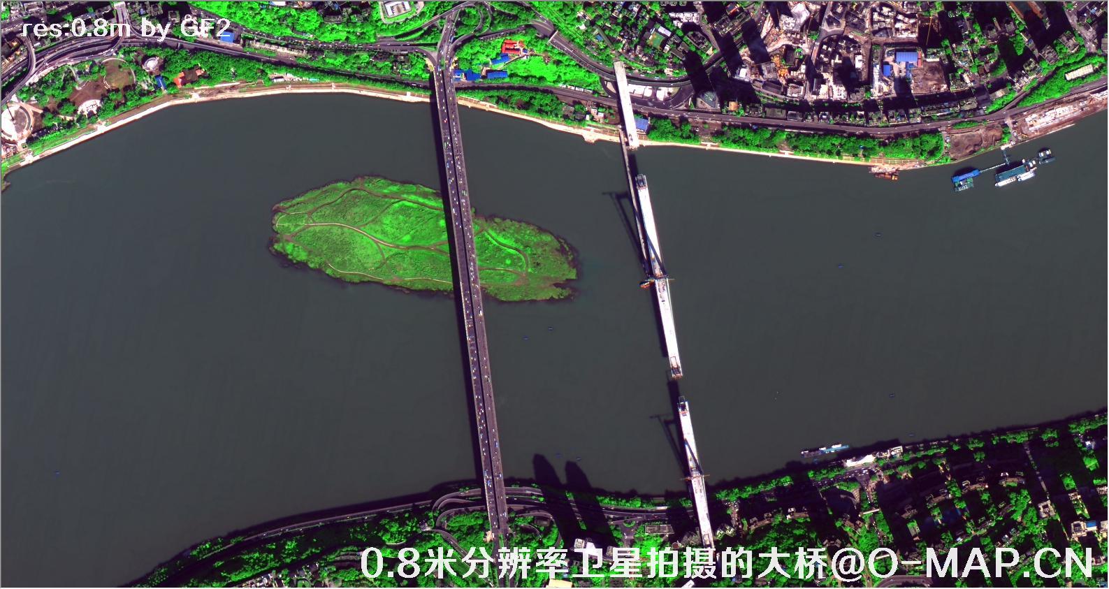 0.8米分辨率卫星拍摄的高清大桥卫星图