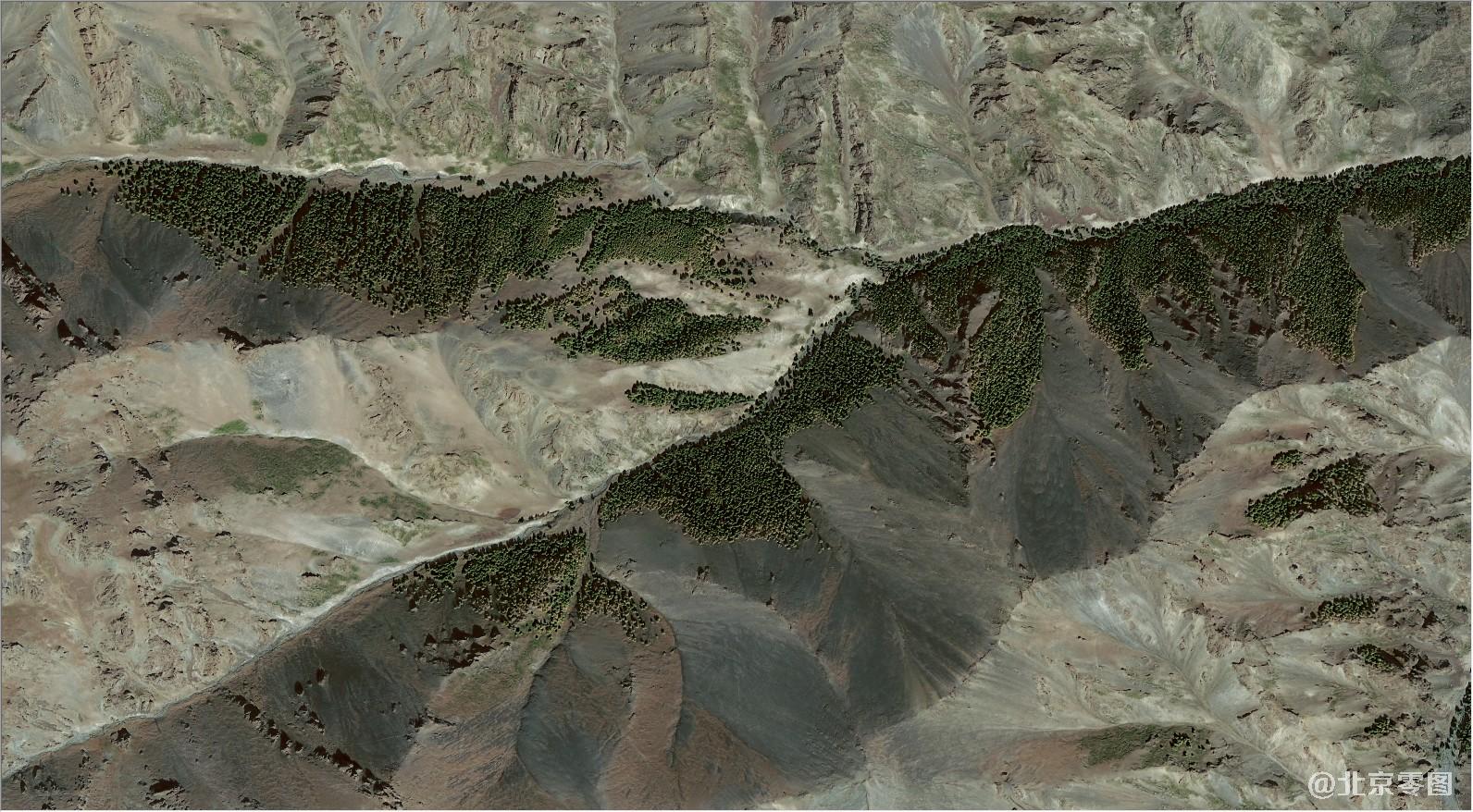 高分二号卫星拍摄的卫星图-山脊森林