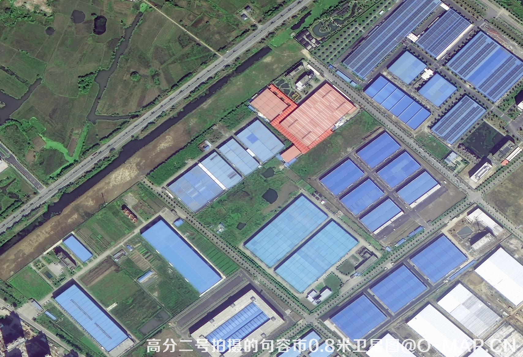 高分二号拍摄的江苏省句容市0.8米卫星图