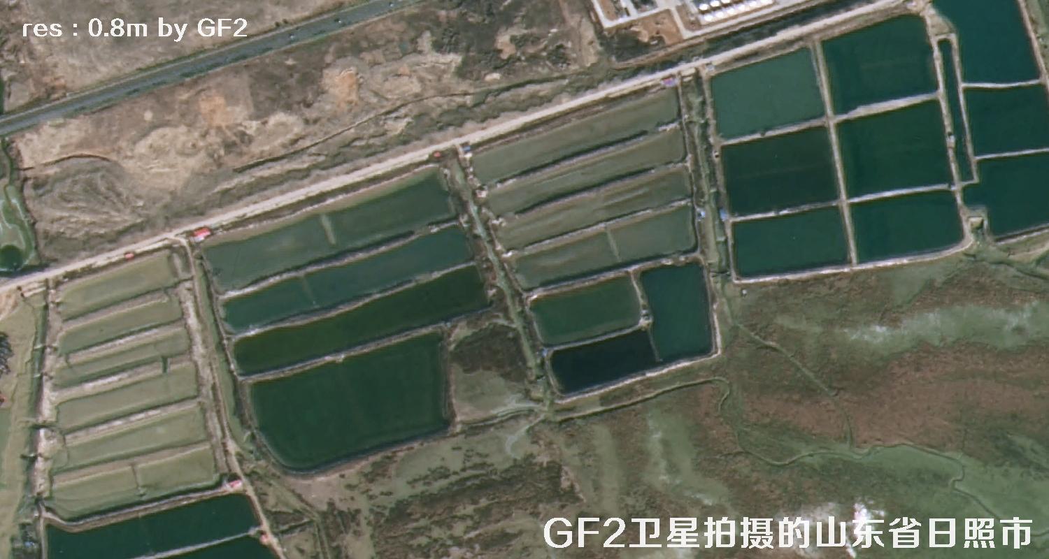 0.8米分辨率GF2卫星拍摄的山东省日照市卫星图